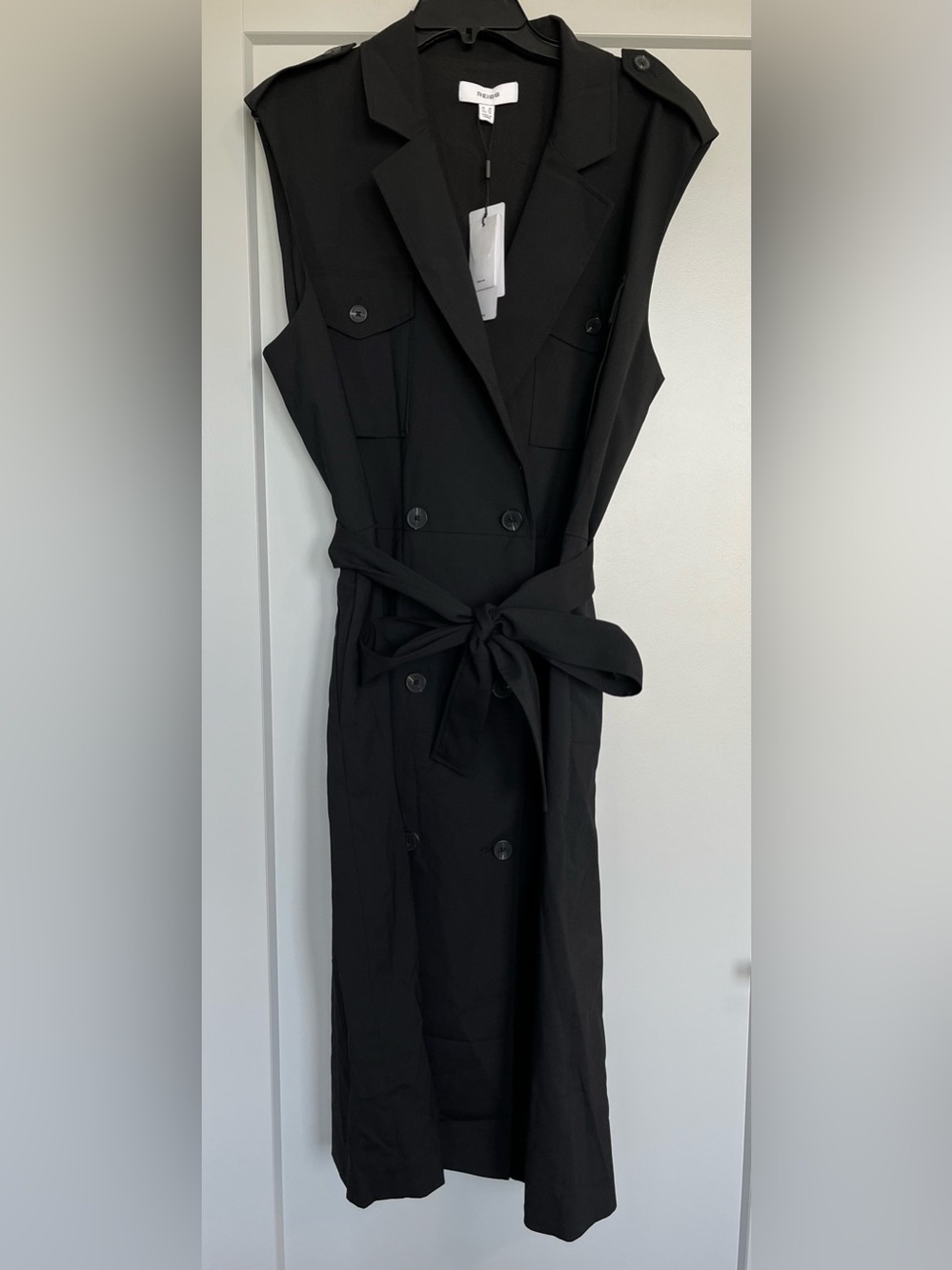 Reiss Kimora Double Breasted Wool Blend Black Midi Dress size 14 - Picture 11 of 13